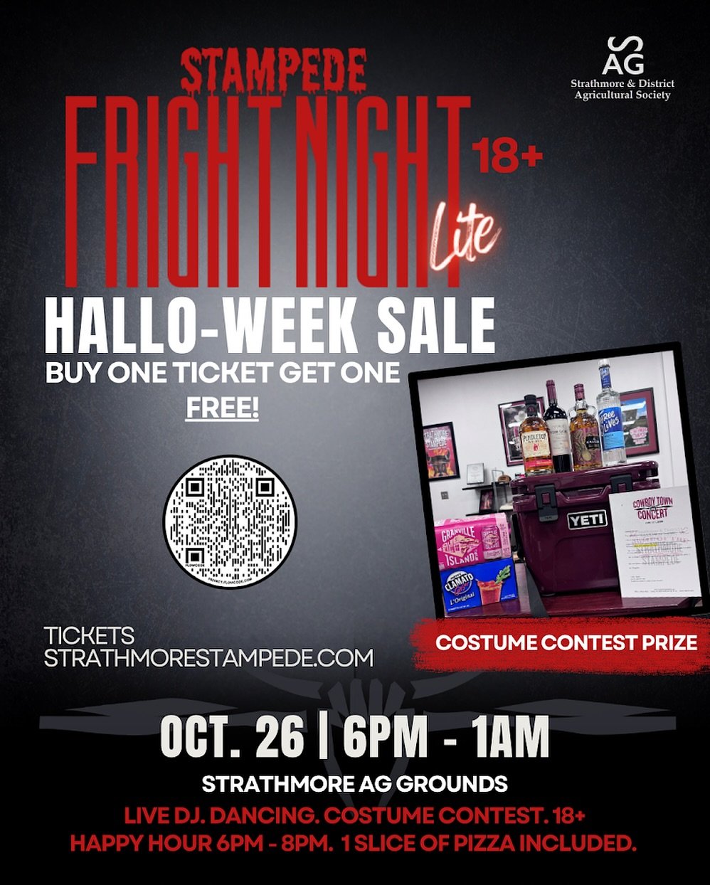 HALLO-WEEK SALE! 👻
Purchase a Fright Night Lite ticket and get one free!

Join us for a spooky cabaret-style party with a live DJ, dancing, happy hour, a costume contest with awesome prizes and more! Each ticket also includes a slice of Dominos pizz