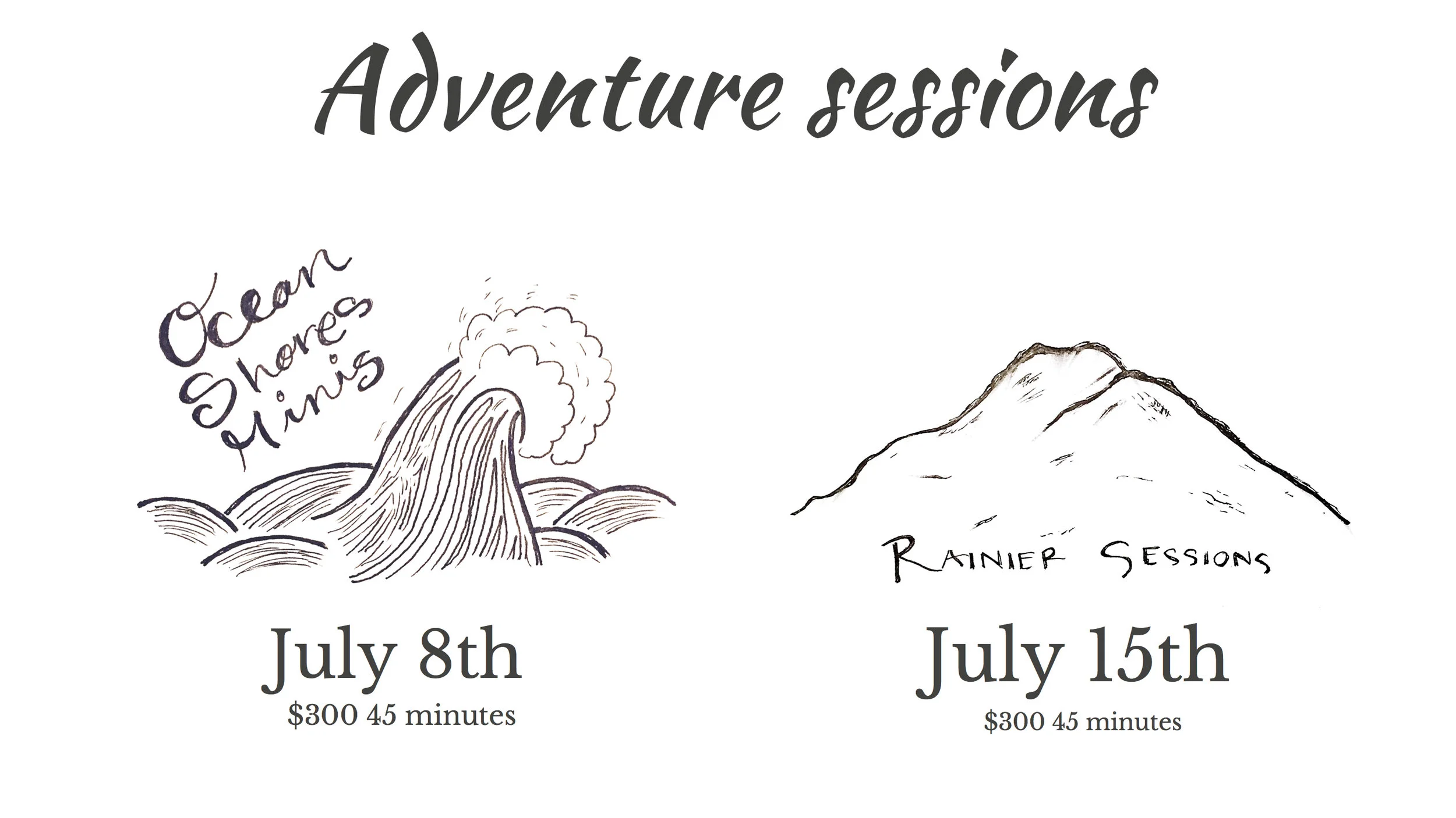 This is your chance to take your family on an adventure and have amazing pictures taken while you're there. Now comes the hard part, deciding where. The ocean or the mountain? If this sounds like your jam then email me along with sending a $150 deposit to save your spot. These sessions are going to go quickly and I'm only offering a limited amount so book it soon. Email: melissashaw@mac.com