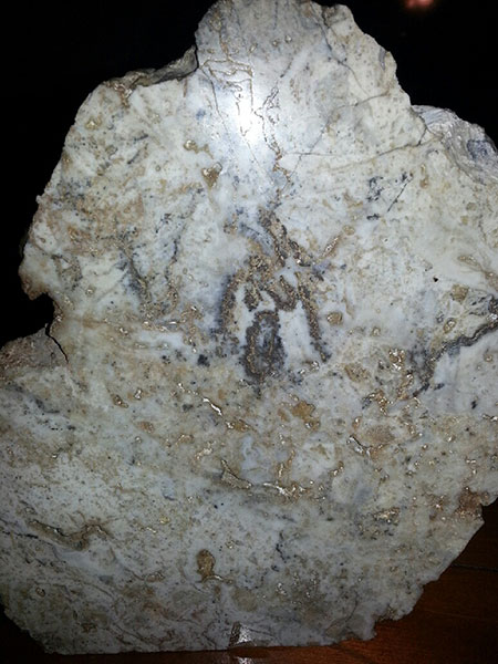 Silver Queen Mine discovery rock , 8 x 5 x 5 in., about 32 lb. In 1963, George Holmes told the Los Angeles Times , regarding the rock, "It's argentite. Very heavy. This piece weighed about 300 lb. before I sawed parts of it off." The rock is offered for sale by Holmes's great grandson, Ryan Allen . (Photo courtesy Ryan Allen)