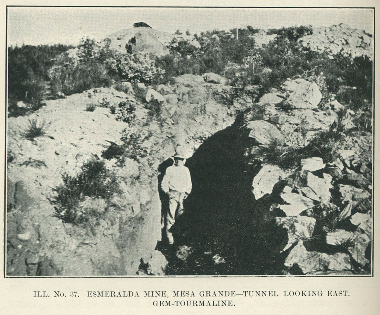 Esmeralda Mine, Mesa Grande - Tunnel looking east. Photo by H. C. Gordon. Click to enlarge.