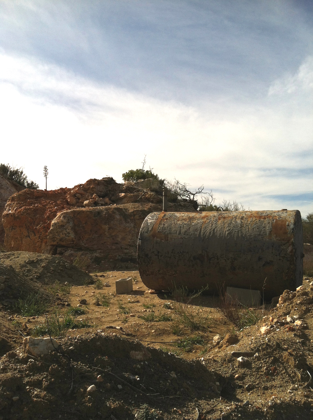 The watertank and upper glory hole at the Esmeralda Mine. Click to enlarge.