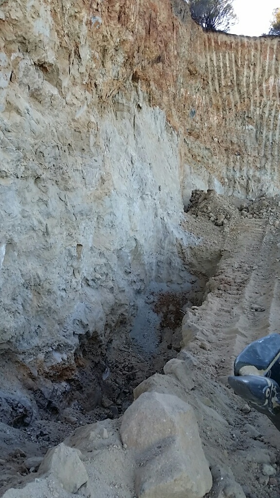 Close view of the pegmatite exposure… Click to enlarge. (Photo: Casey Jones) 