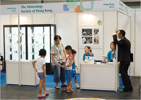 Something for everyone. The Mineralogy Society of Hong Kong featured a scavenger hunt for visitors as well as an educational area for kids. (Photo: Mark Mauthner)