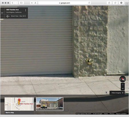Before. The standpipe fixture above became the recipient of a brilliant golden "geode" on Los Angeles' Traction Avenue, in what now is an arts district.
