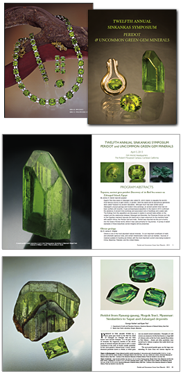 The proceedings from select previous sympsosia are available. Pictured above are the cover and pages from as last year's symposium, held on the topic of Peridot and Uncommon Green Gem Minerals. See details here.
