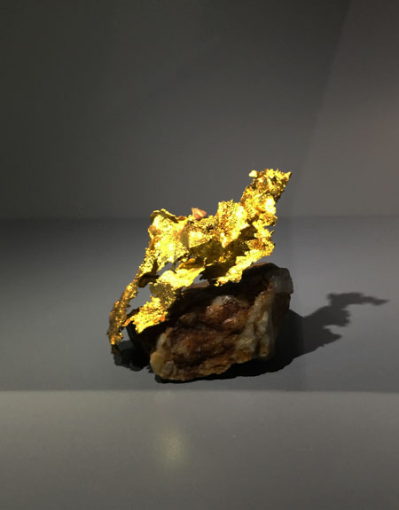 One of a cast of thousands. Gold from the collection of Colonel Louis Vésignié, who so far has bequeathed nearly 5,000 exceptional specimens to the Múseum in the 1960s. Ten years following his death, his heirs offer for sale 15,000 additional pieces. (Photo: Bill Larson)