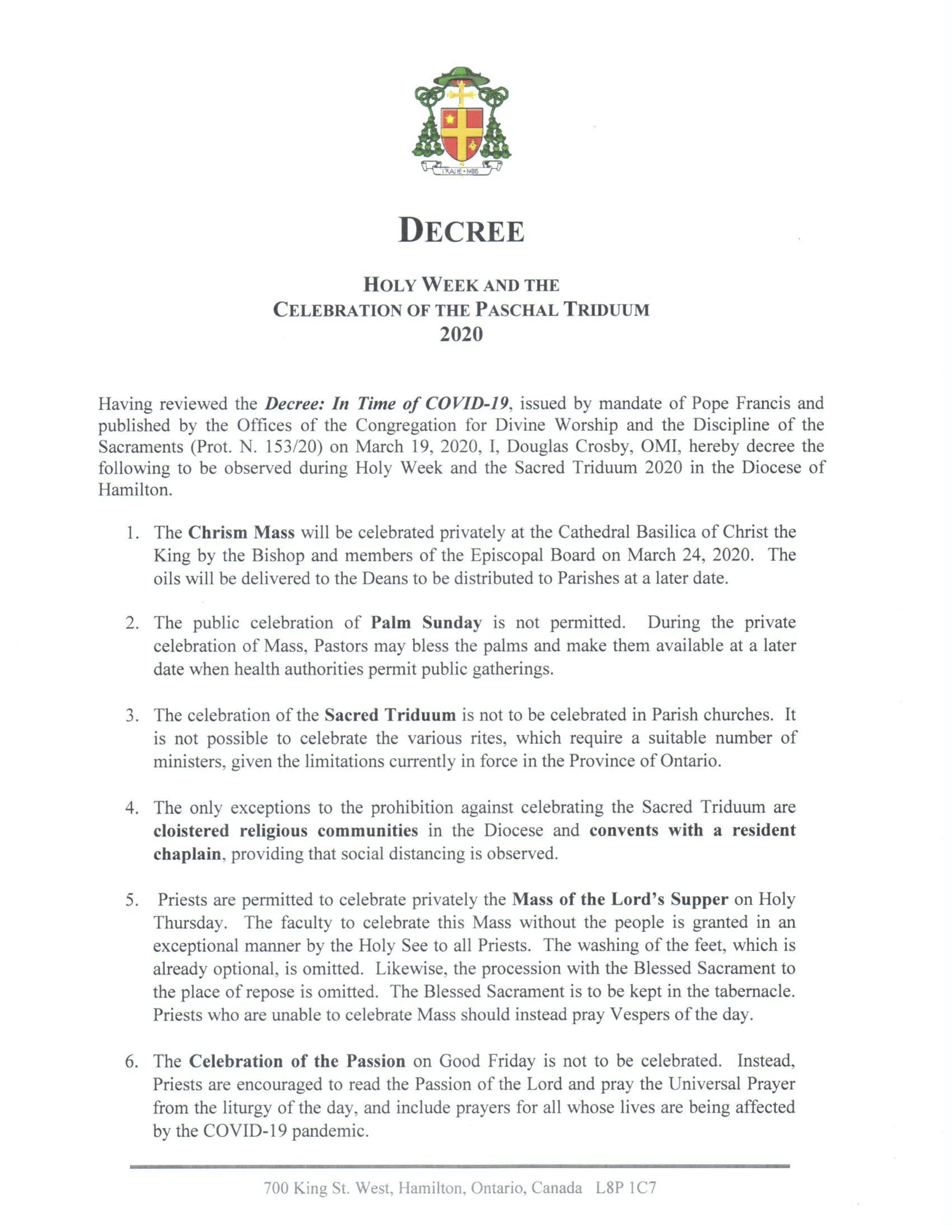 HOLY WEEK and Celebration of the Paschal Triduum