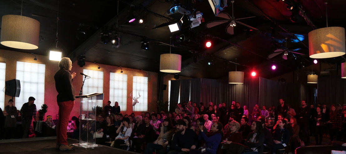 Lewis Erskine speaks at the Karen Schmeer Fellowship’s Art of Editing Lunch at the 2017 Festival. © Sundance Institute | Max Spooner