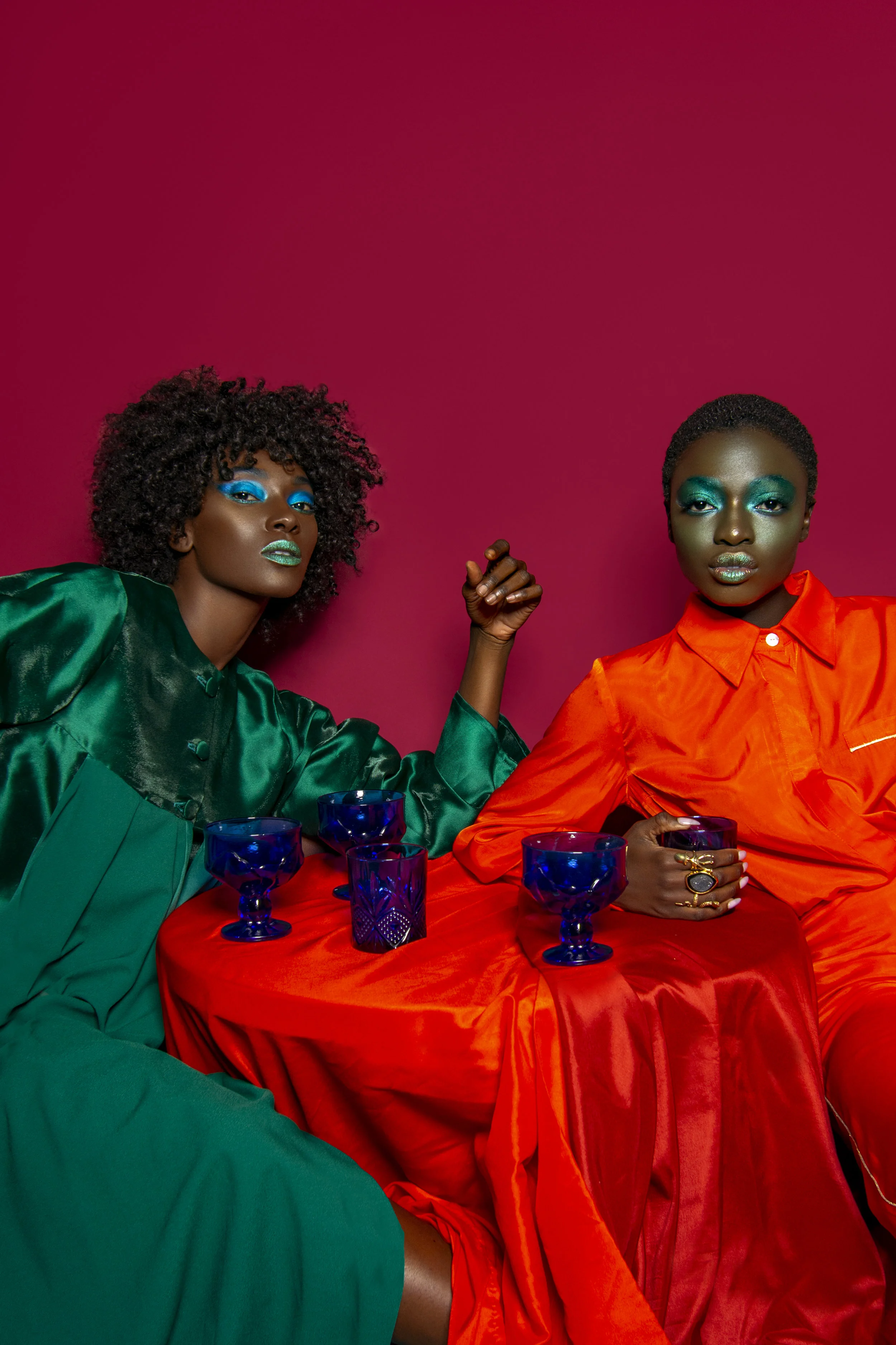 Baruni (@baruni_fashion) Left: Dress: Farah Almesbah (@farahalmesbah) Rings: Majestueux (@majestueux)