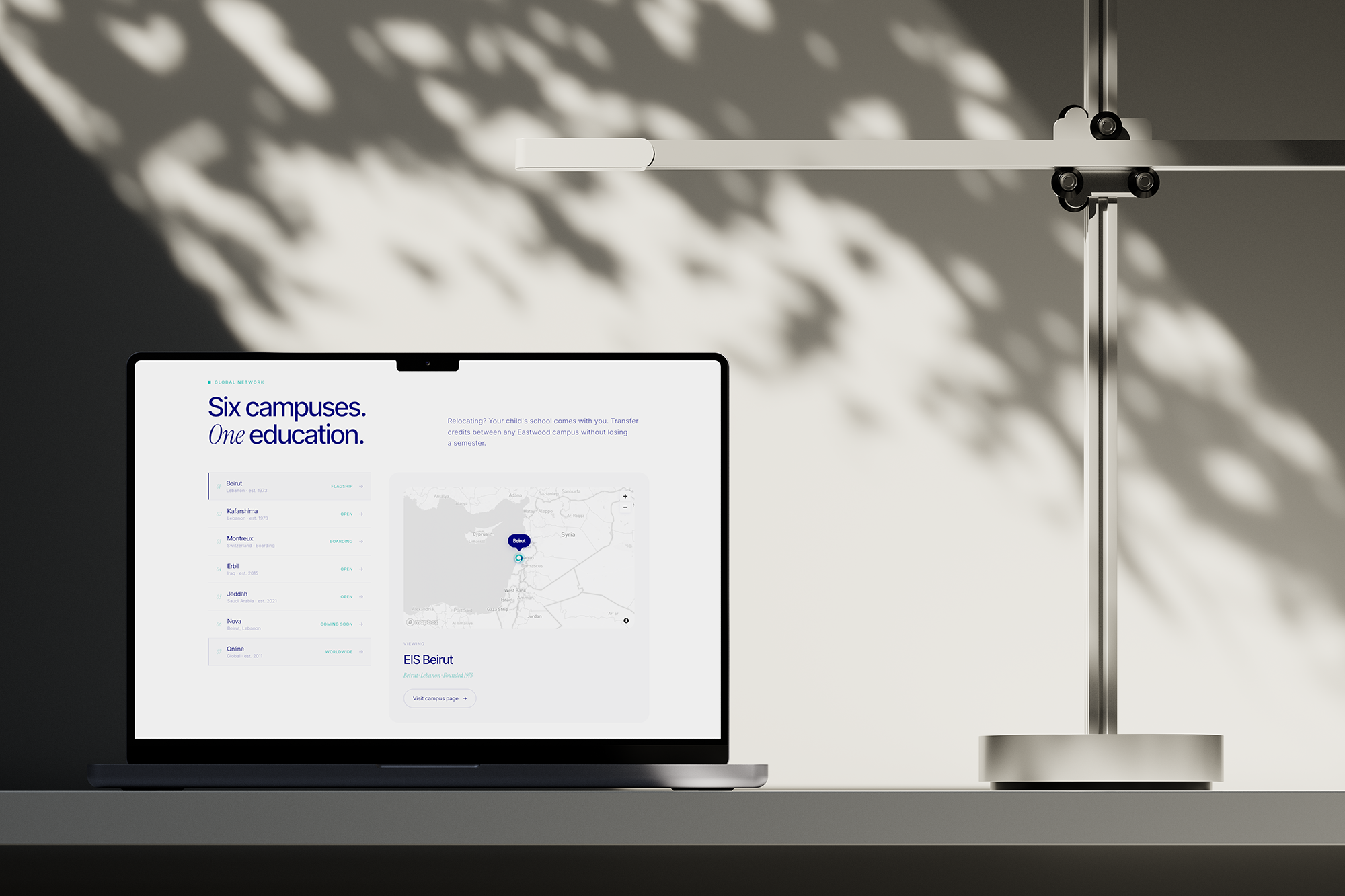 Hero — Eastwood Beirut website, live laptop surface.png