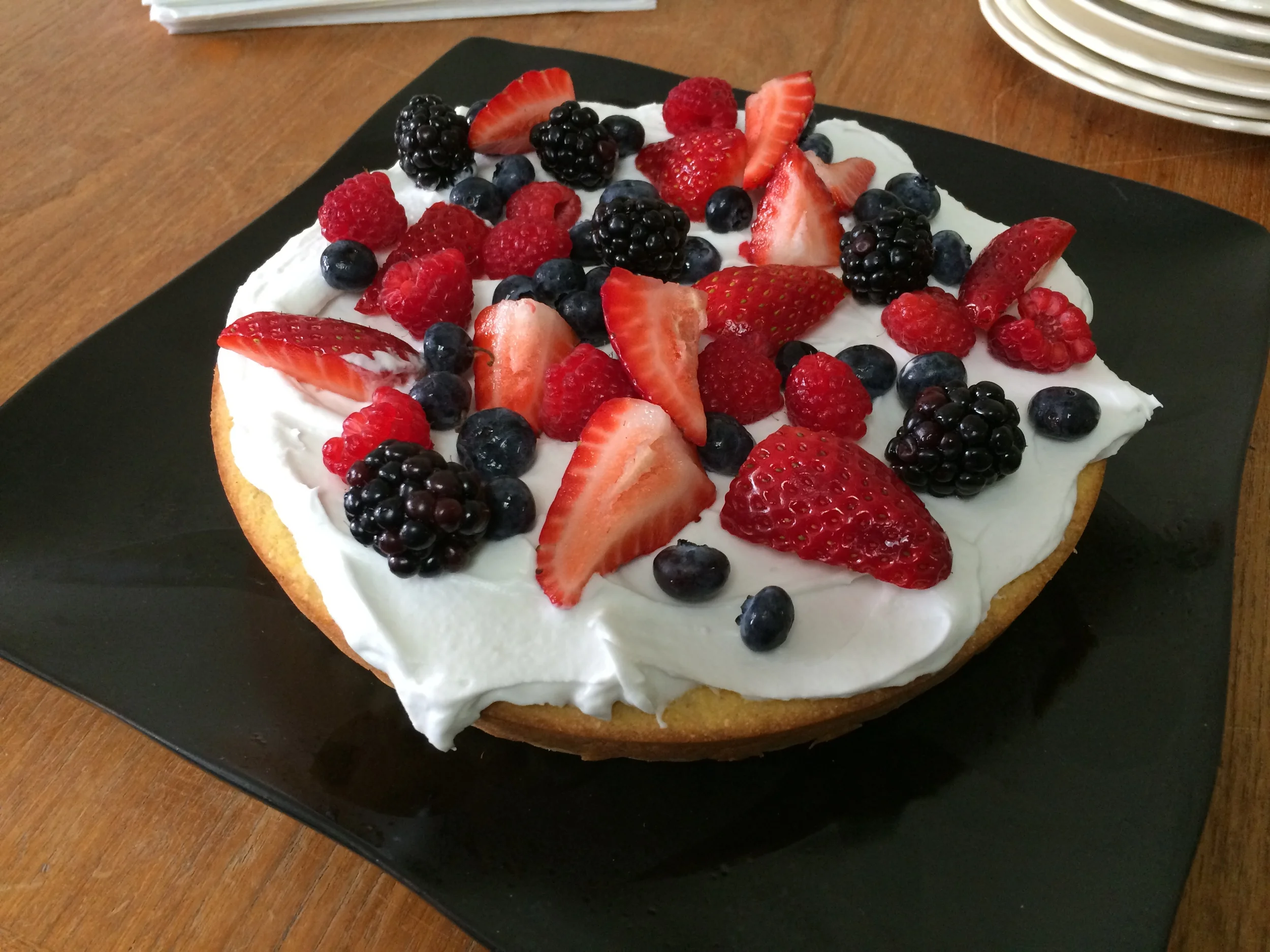 I made this Coconut Cornmeal Cake with Coconut "whipped cream" for a coworker's birthday. Wow. Luckily I made extra whipped cream, because we were all just globbing it on, it was so delicious...