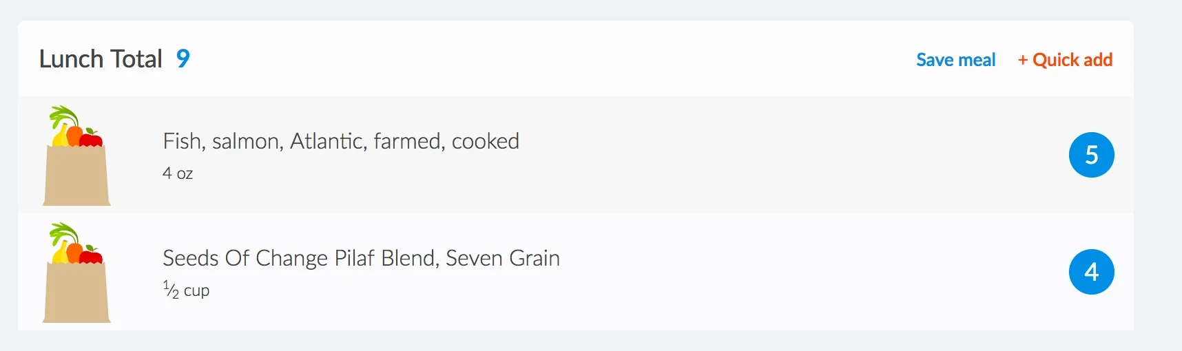 Lunch today - plus an clementine I forgot to record, but fruit is 0 points, so