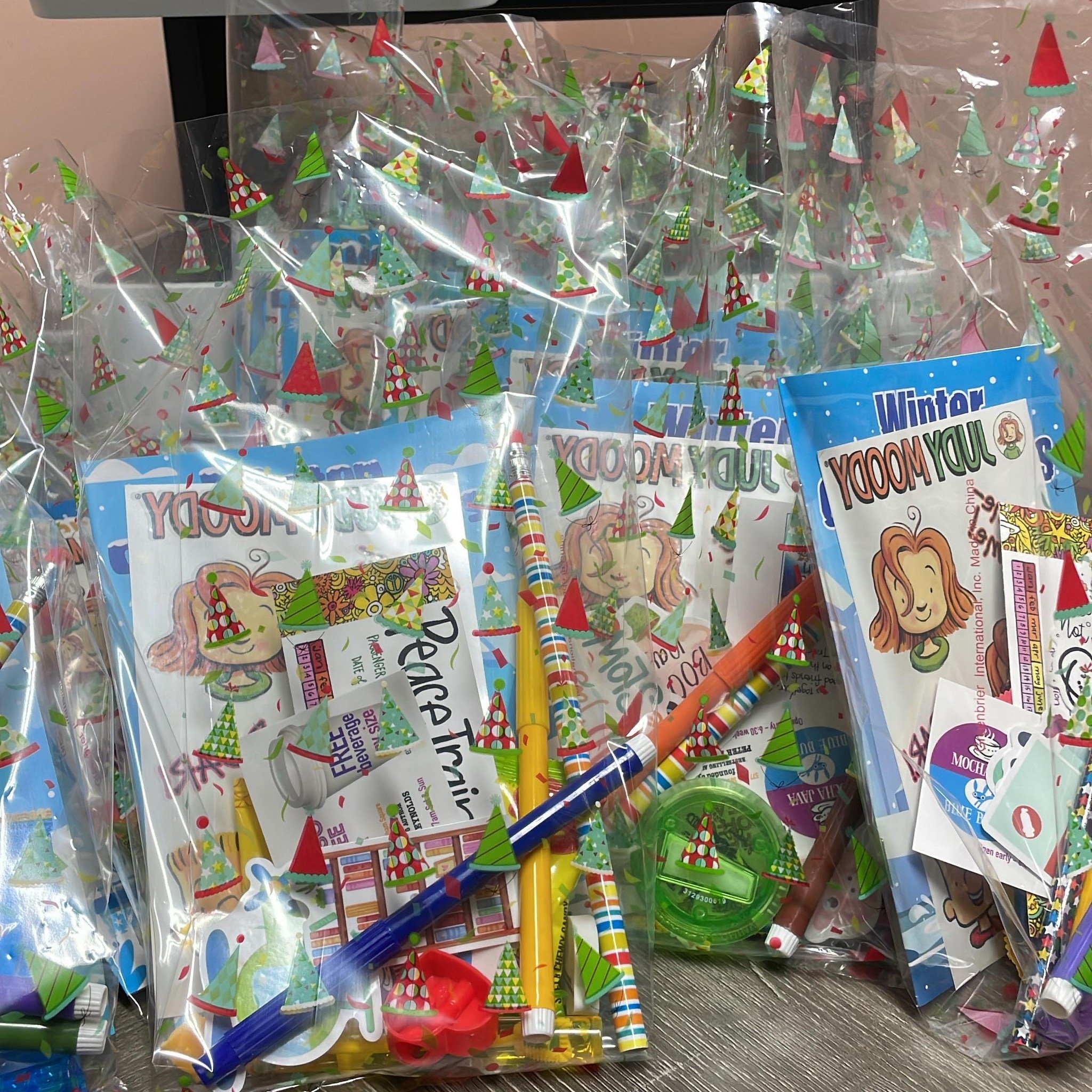 The Book Scavenger Hunt prize bags are ready for tomorrow’s Children’s Book Week Kick Off Party. Bring the kids by for a chance to take home one of the goodie bags! 10:30 am to 12 noon. Story times start at 10:30