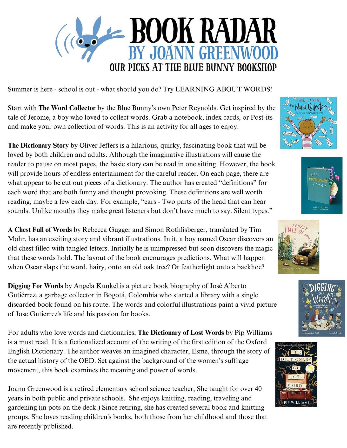 Be inspired! Celebrate Summer, reading, and the love of words with our recent Book Radar created by @joannlgreenwood . ❤️📚☀️🎉