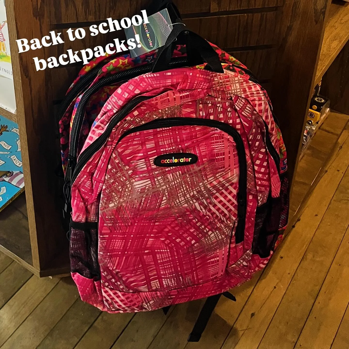 Backpacks! These just came in! Lots of colorful designs!! Hop down to @dedhamsquare 🥳 #backtoshool