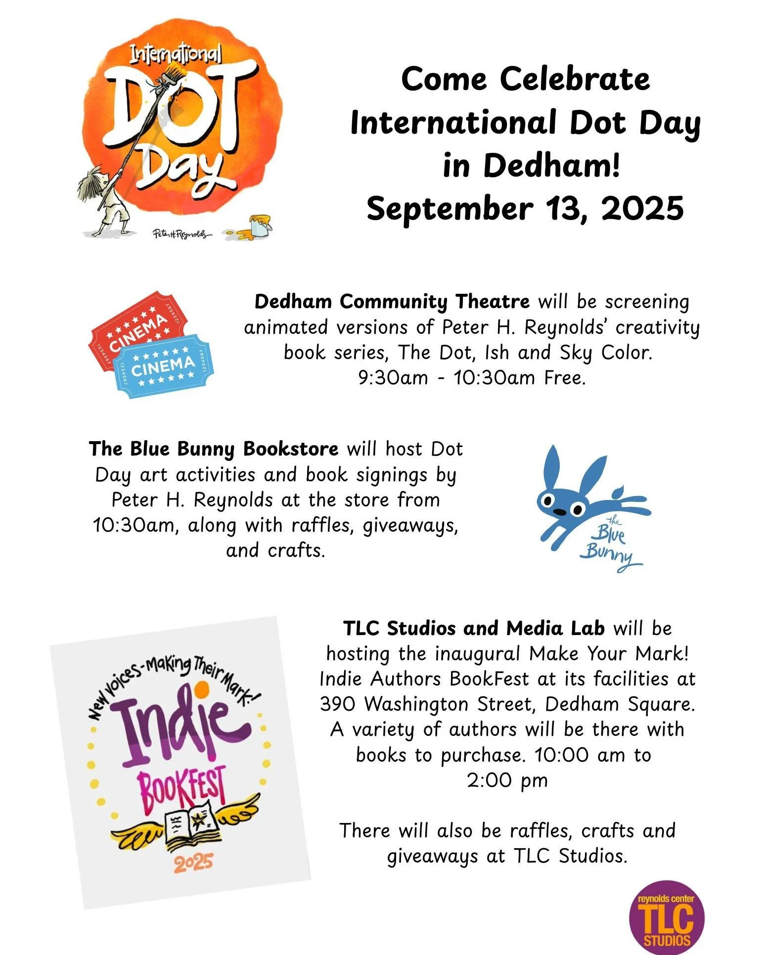 International Dot Day Celebration is almost here! Hope to see you in Dedham Square on September 13!