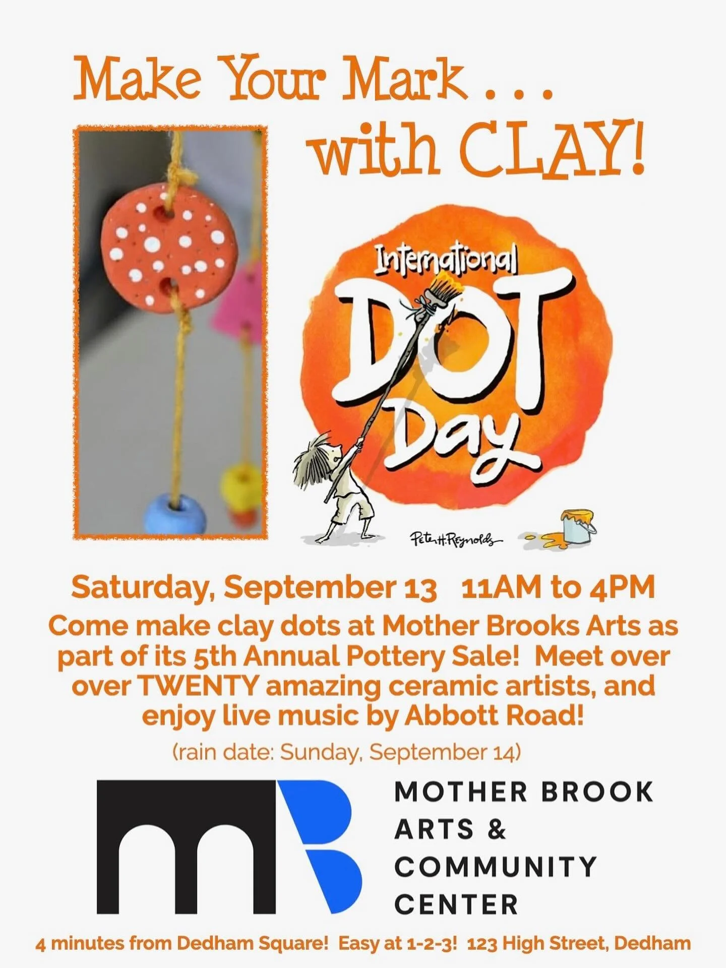 Make your mark - with CLAY this Saturday!! @motherbrookarts @internationaldotday @peterhreynolds