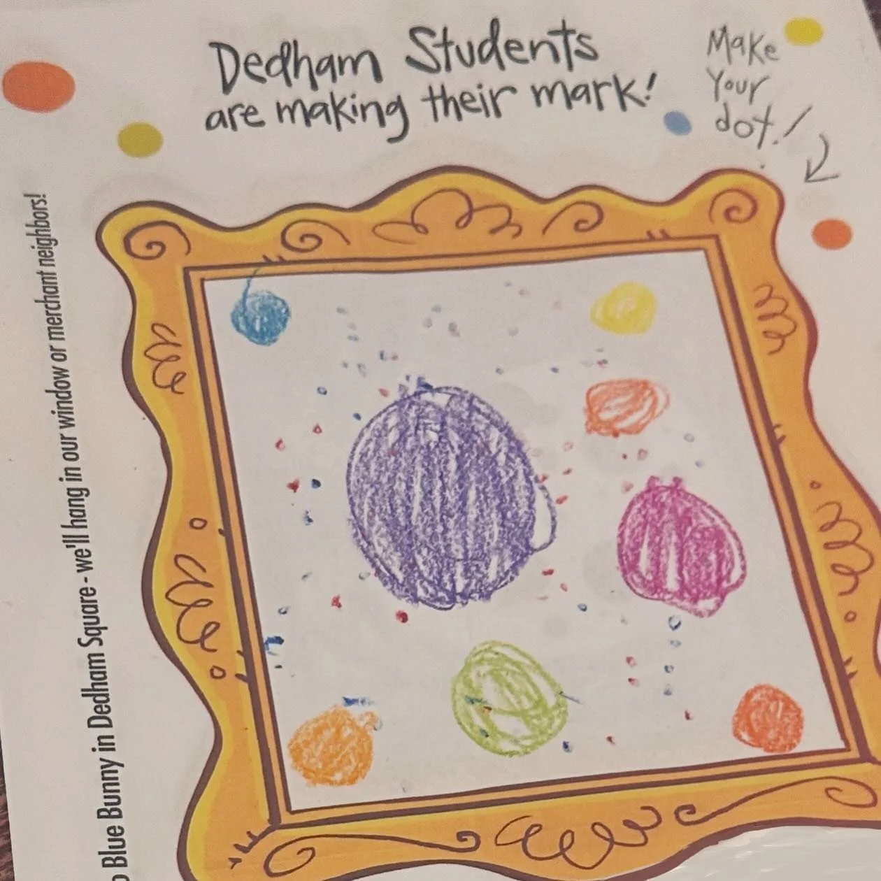Come see the fantastic @bluebunnybooks gallery from the artists at Oakdale School - displayed in our window!
The celebration of @internationaldotday continues! Hop on down to @dedhamsquare and marvel at these colorful creations! @dedhampublicschools