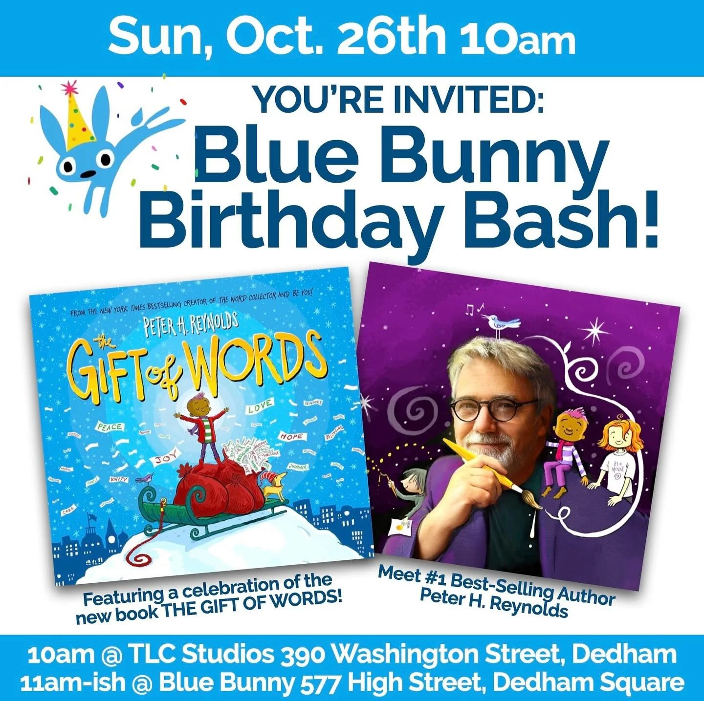 Thank you so much for the amazing support over 22 years! Will be hopping for another 22 at least with your help! Come help us celebrate the power of books, art, creativity and especially community! We love all of you! From the Reynolds, family and ou