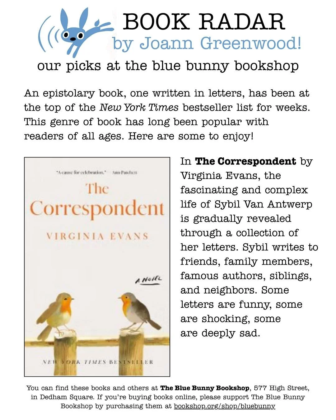 Here are our Book Radar choices from Joann Greenwood, featuring epistolary books for adults and kids!