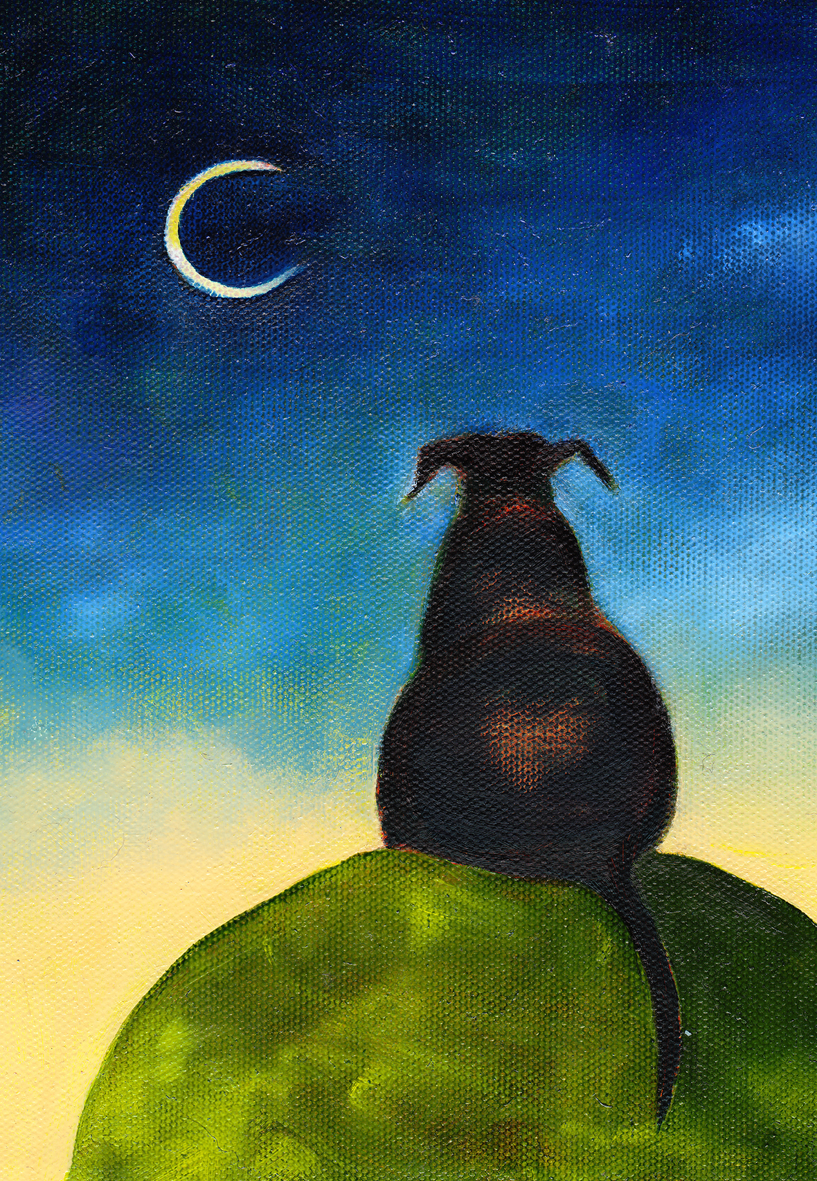 Moon Gazing Oil on Canvas