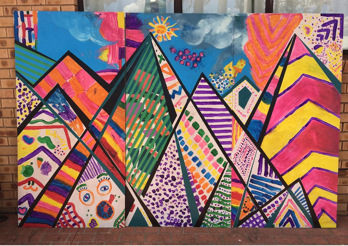Image #1 Bidwill Festival Mural as completed by children as part of Bidwill Workshops 2014.