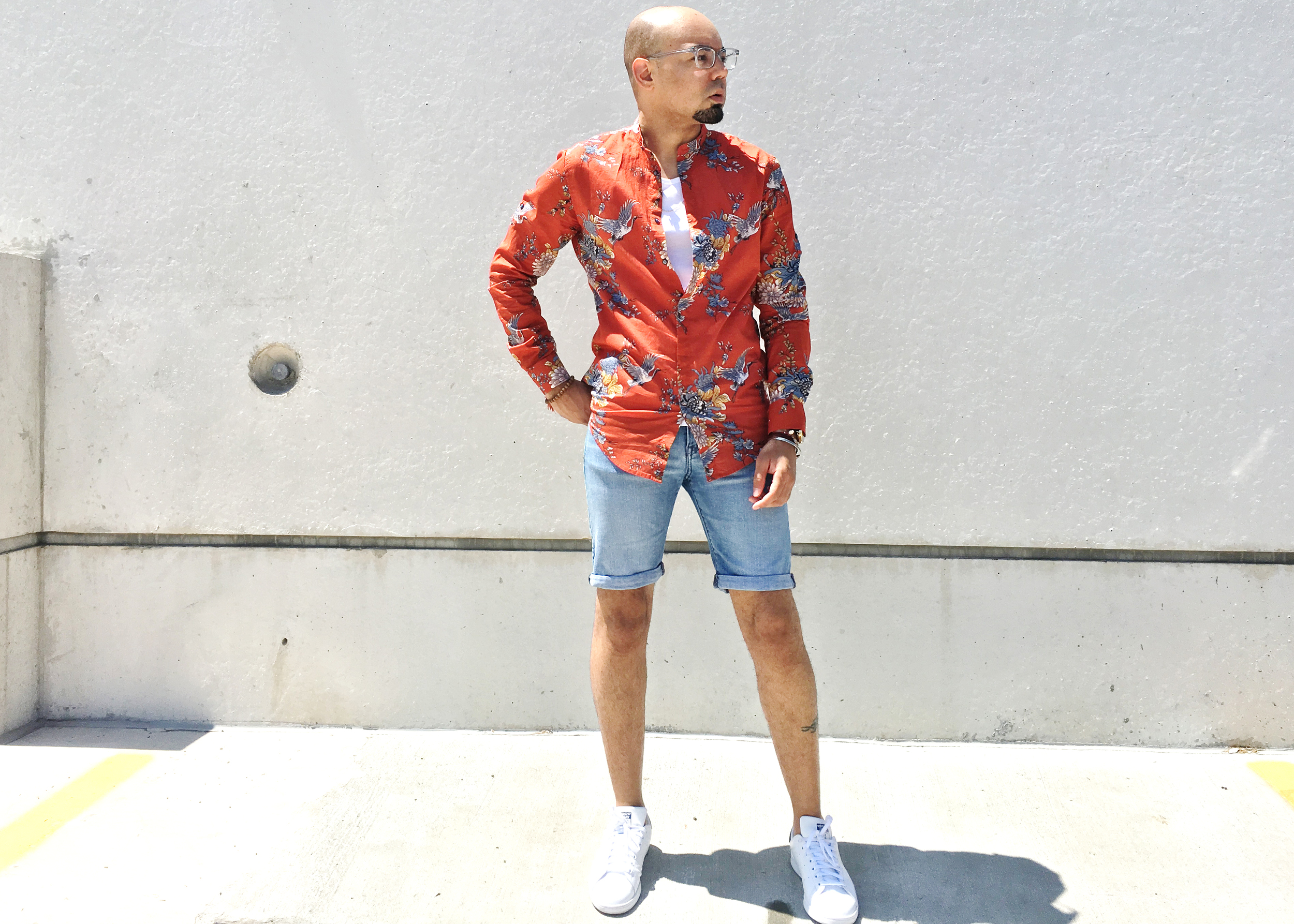 sam-c-perry-printed-Mandarin-collar-woven-denim-shorts-main.jpg