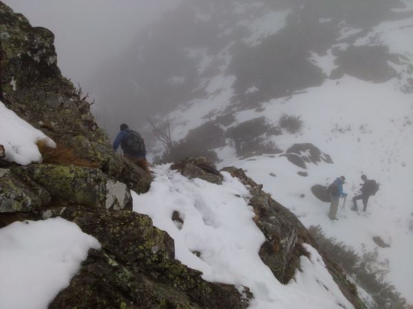 Descending the second, rockier hill, just before tackling the West Face of Buller. © D.S. 2013,
