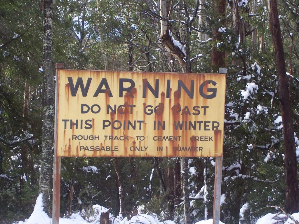 1950's sign north of the summit. © David Sisson 2007