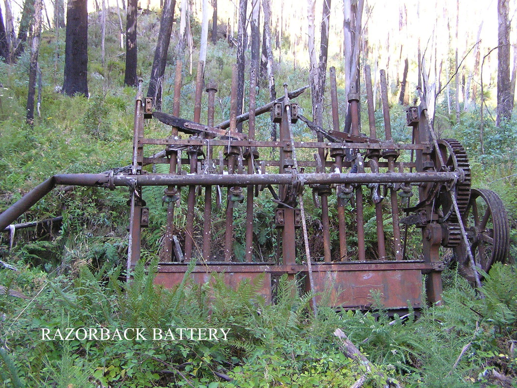 Battery used to crush ore at the Razorback Mine. Photo from Alpine Shire history