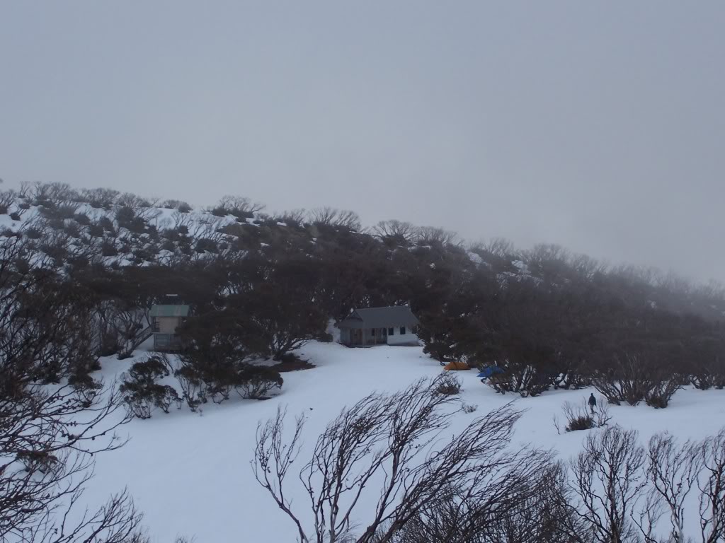 New Federation Hut and its huge toilet on the at the top of Bungalow Spur. © David Sisson