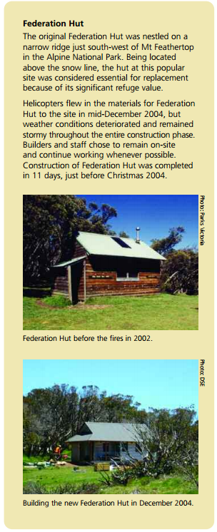 DSE (now DELWP) summary of building new Fed Hut