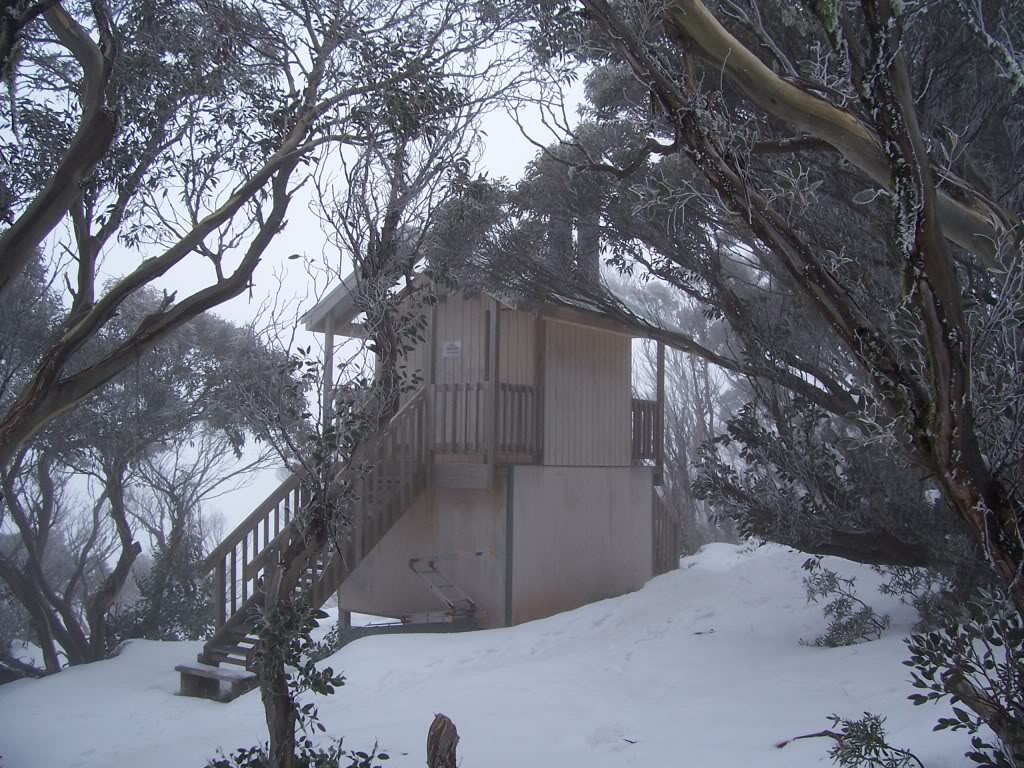 The large toilet block at Federation Hut that survived the 2003 wildfire. © David Sisson