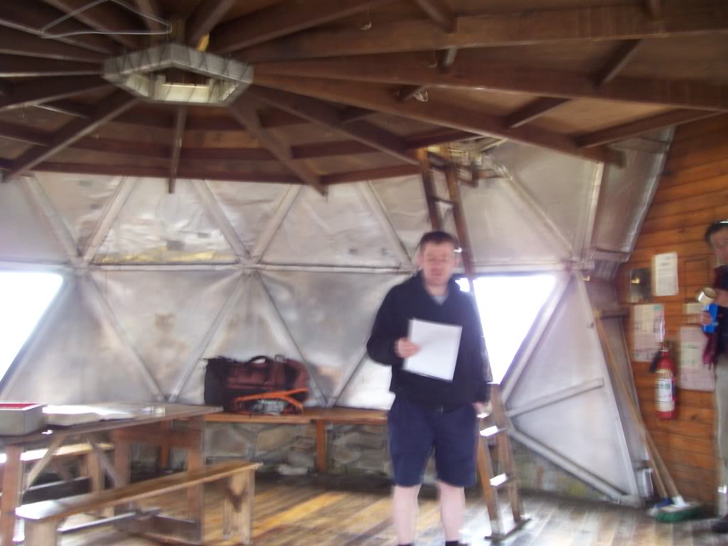 MUMC Hut interior showing the ladder leading to the upper floor. © David Sisson
