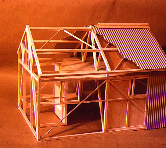  This is a model where the internal “A” frames can be seen. This and another design was presented to a special meeting of the club where it was decided to do something more unique. This lead to the geodesic dome.&nbsp;This design was essentially used