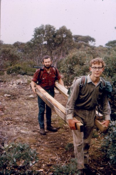  Some floor bearers arriving. For the people at the hut site it was always of great interest to see what load would arrive next and who was the carriers. 