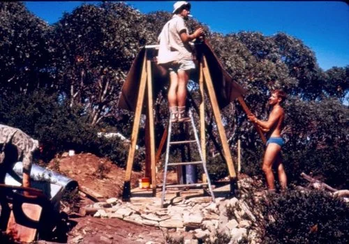 Bob Vincent working on the “Little Feathertop Hut”.