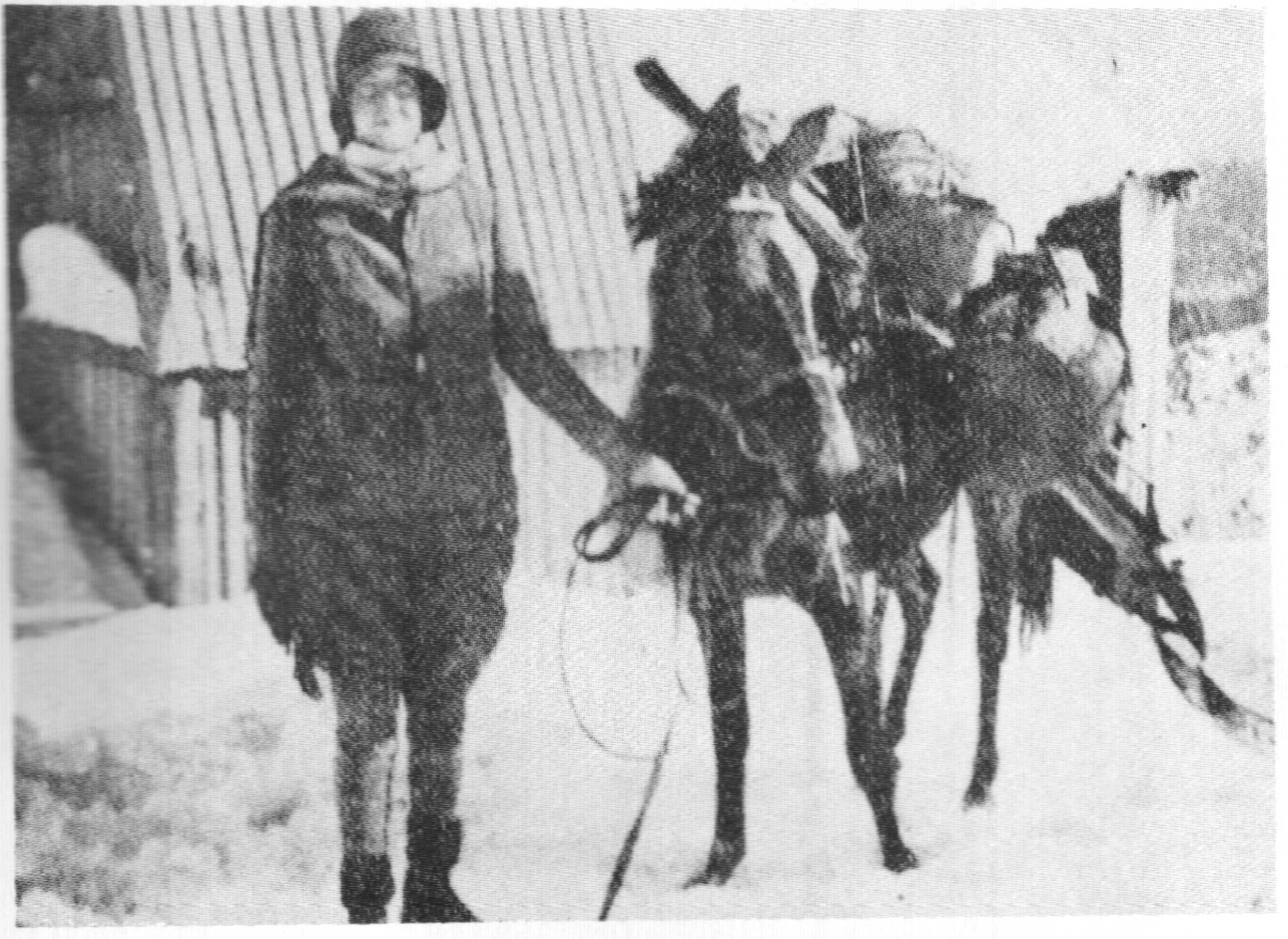 Marjorie Good (later Leviny) at the Bungalow before embarking with Kit Moore on the first women's winter crossing of the Razorback from Feathertop to Hotham Heights.