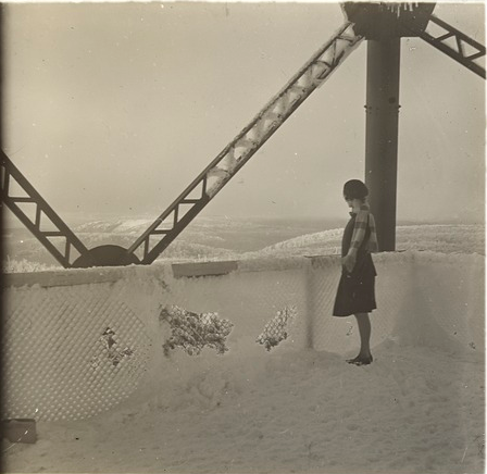 'Nancy' on the summit observation tower, 27 July 1929. Photo by Richard Courtney. Trove record .