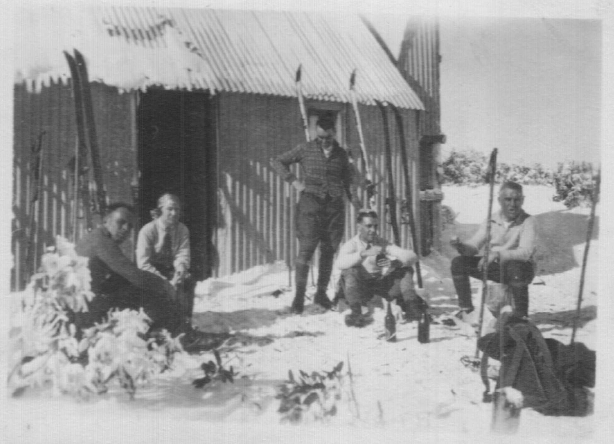 Lunch at Blowhard Hut. Kings Birthday Weekend (1946?). Photo Kath Magill.