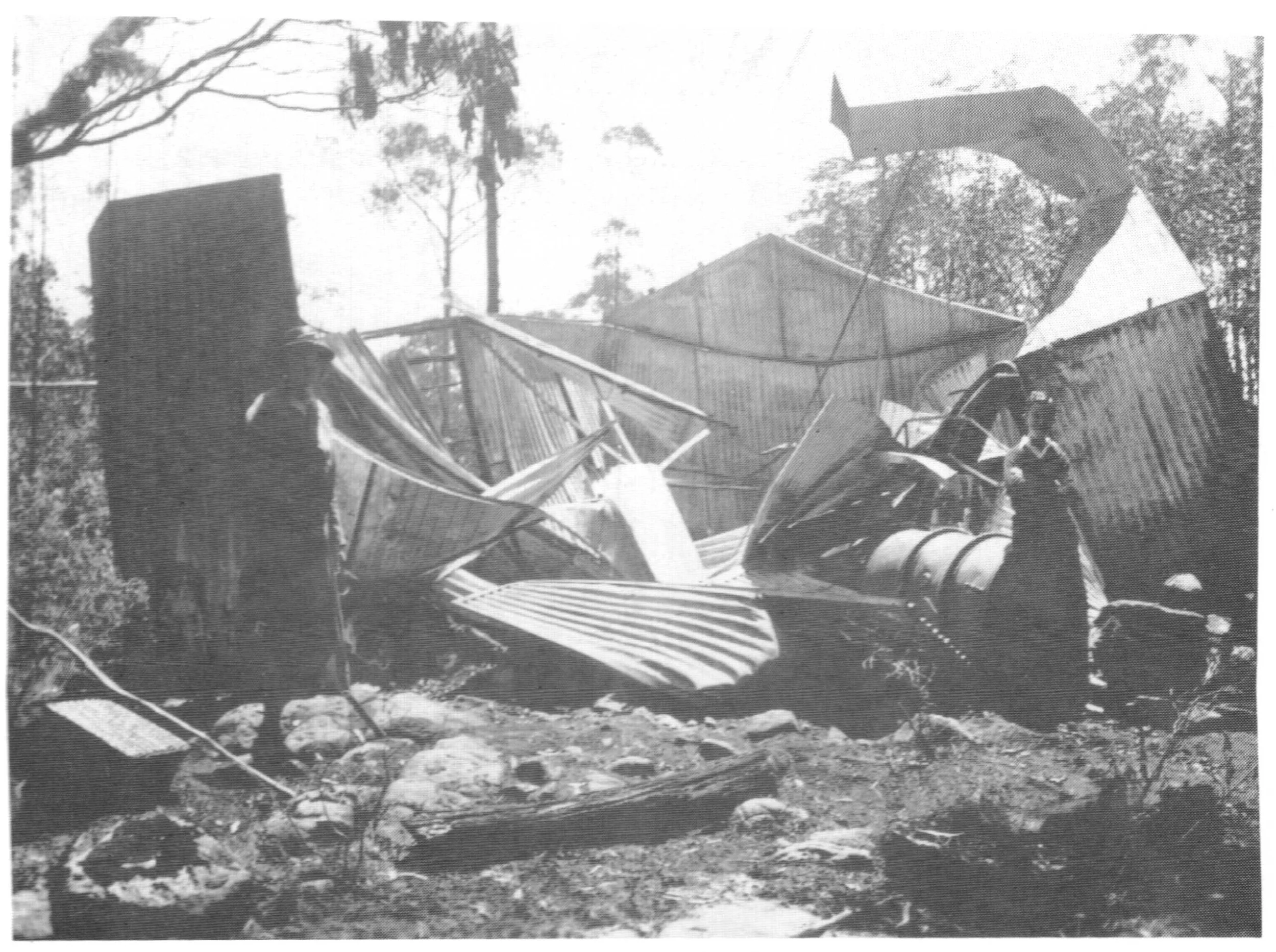 The Melbourne Walking Club hut after the 1939 fires. It was rebuilt in 1940 - 1941.