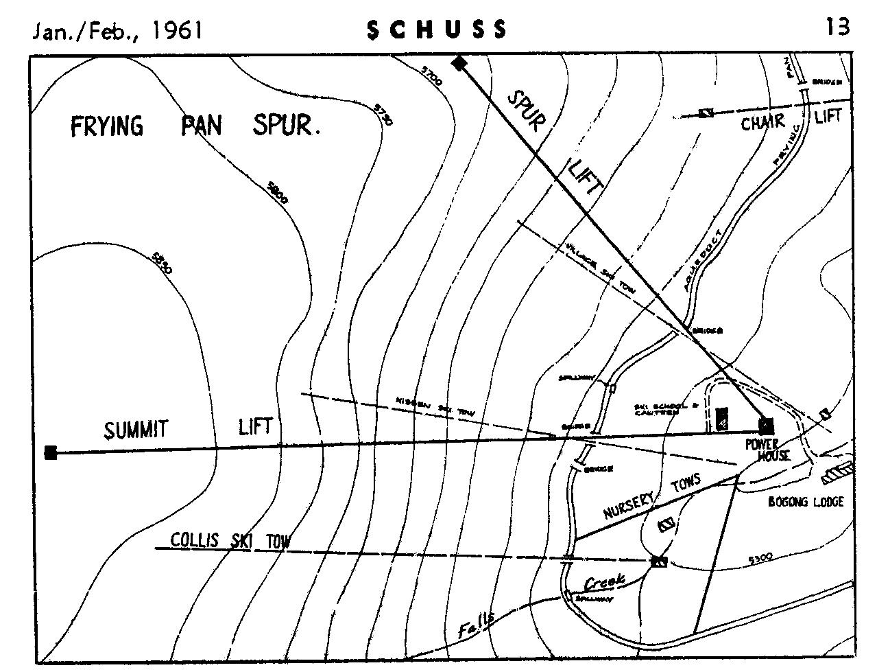 1961 showing existing and former lifts.