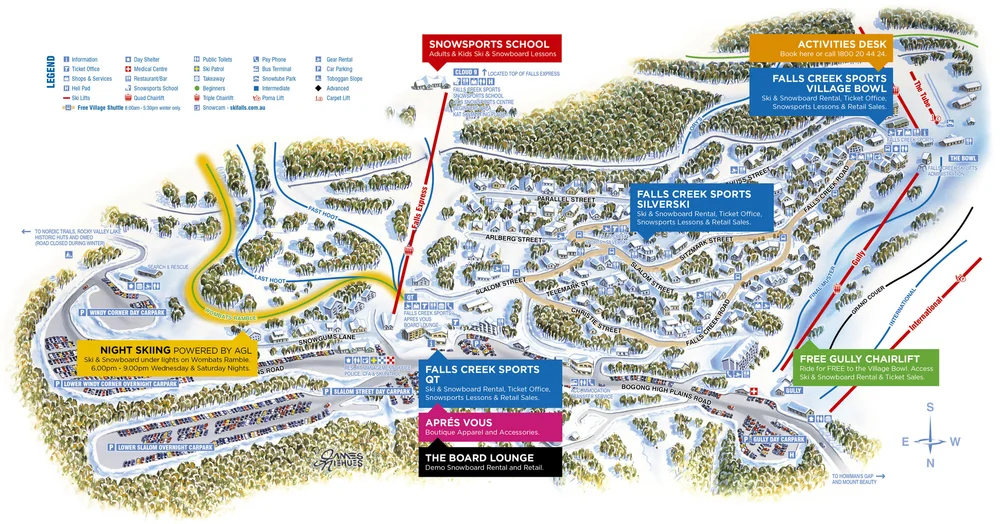 Mt Hotham Village Map Ski Resort Maps — Australian Mountains