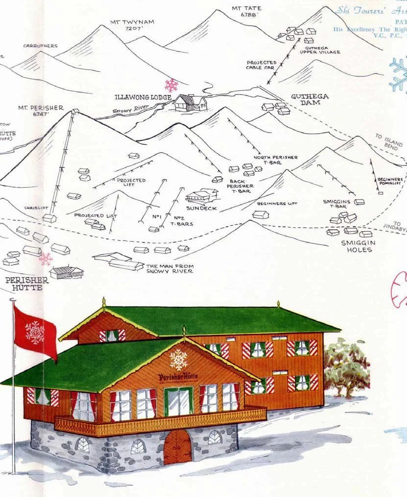1963 . From a brochure promoting the new Australian Alpine Club lodge.