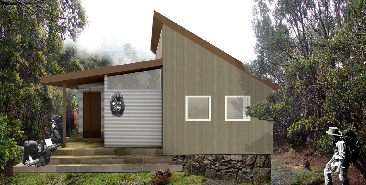 A proposal for the third Tahune hut. Floorplan on the architects website .