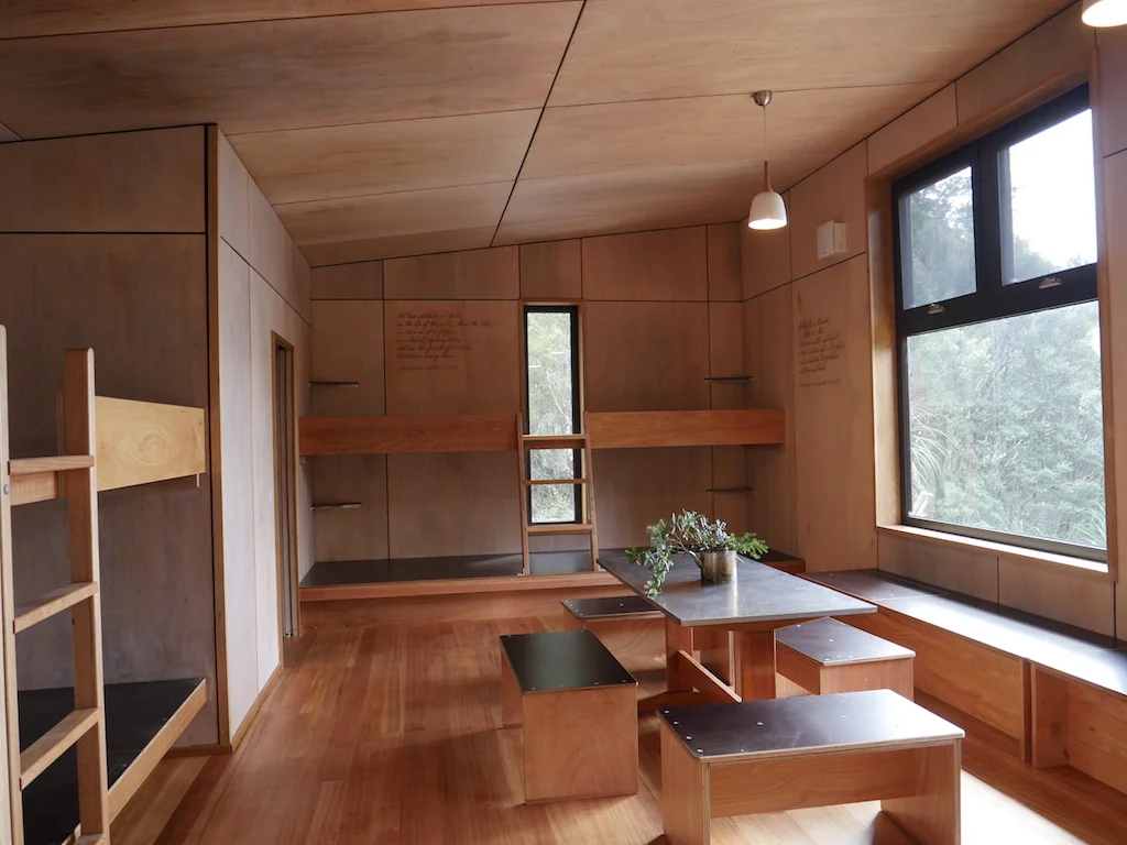 Interior of the third Lake Tahune hut built in 2018. Photo from Valley Workshop website.