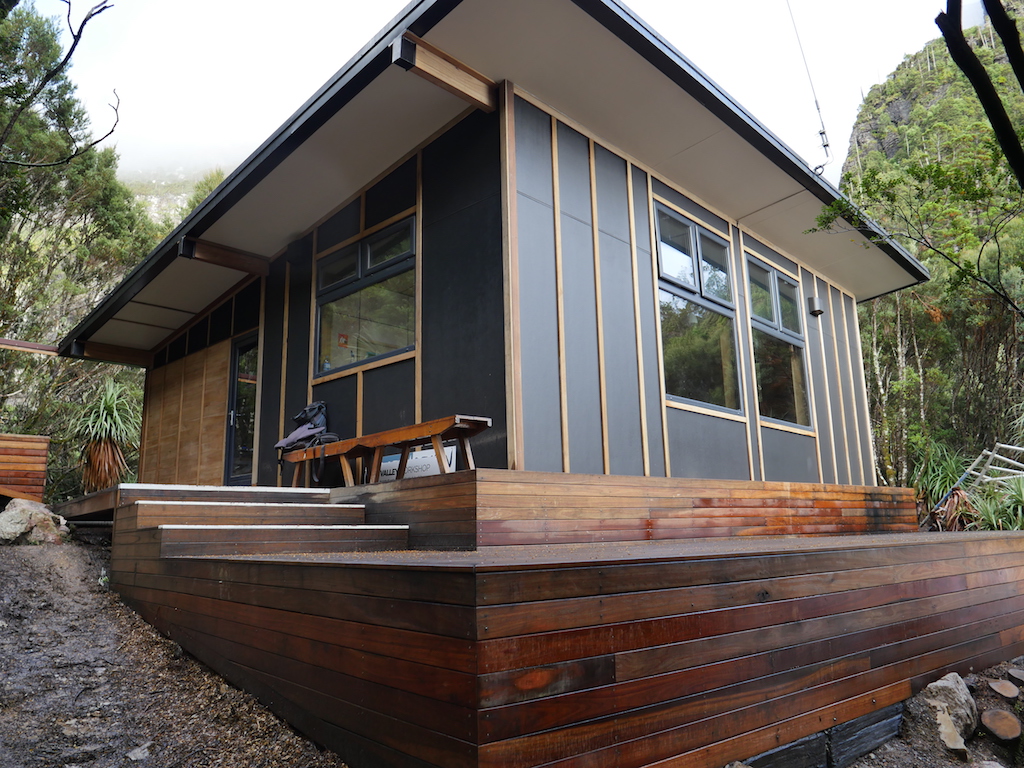 Exterior of the third hut at Lake Tahune. Built 2018. Photo from Valley Workshop website.