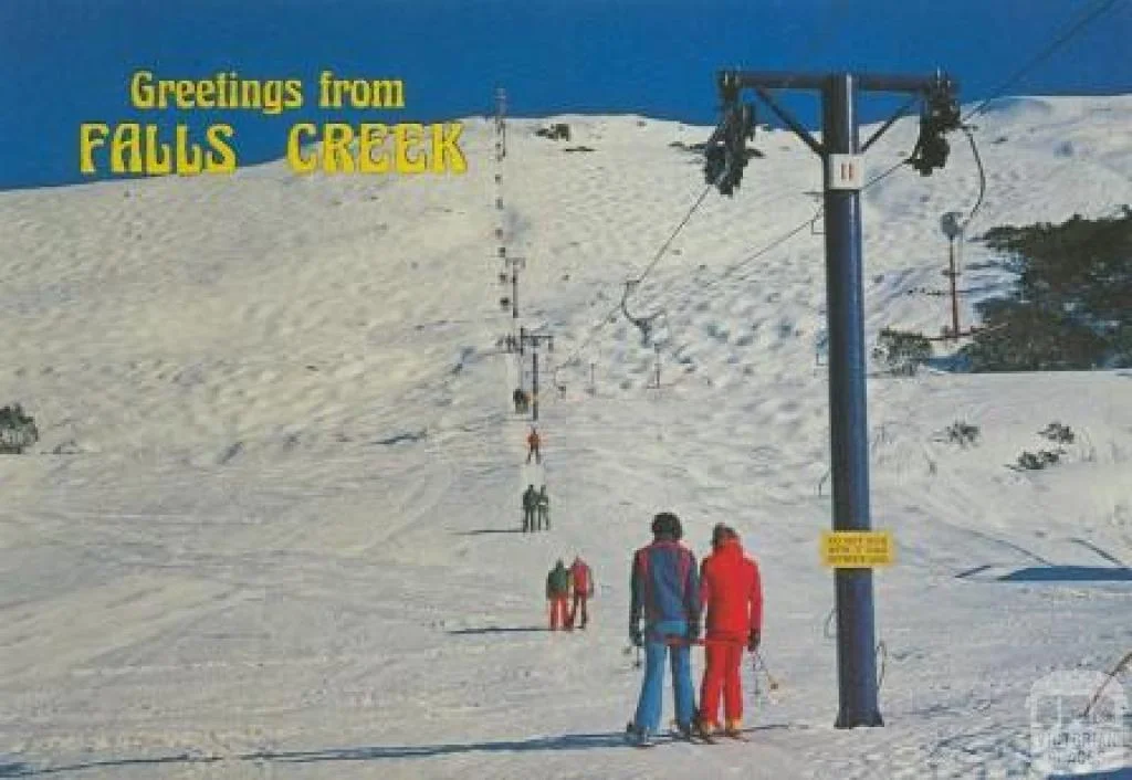 Murray Views postcard of the Ron McCallum built Summit T-bar (1961 - 1991).