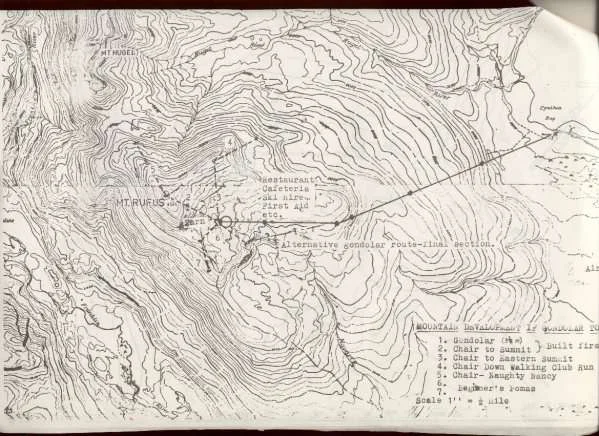 Proposed lifts for Mt Rufus c. 1971. Click to enlarge