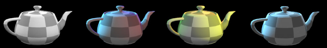 Diferentes variaciones del mismo render ajustando los valores del Gain los nodos Grade.